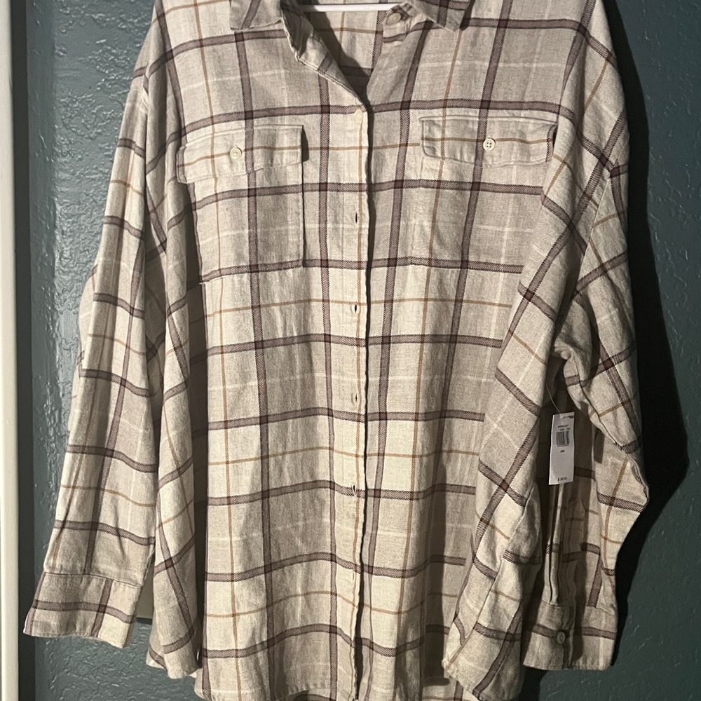 Old Navy flannel XXL Plaid Button-Up Shirt new with tags